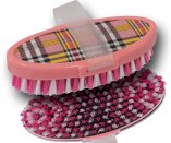 Szczotki do czyszczenia koni York Check, różowa