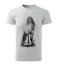 T-shirt z koniem, męski, jasno szary melanż