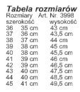 Tabela rozmiarów termobutów HKM Country Arctic, czarny