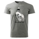 T-shirt męski z koniem West, szary melanż