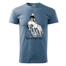T-shirt męski z koniem West, denim