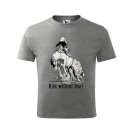T-shirt młodzieżowy z koniem West, szary melanż