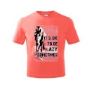 Koszulka młodzieżowa z koniem Lazy,  coral