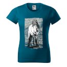 T-shirt damski z koniem, petrol