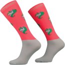 Podkolanówki jeździeckie z mikrofibry, łososiowe z białym jednorożcem