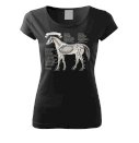 Koszulka damska ze szkieletem konia, czarna