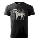 T-shirt ze szkieletem konia, czarny