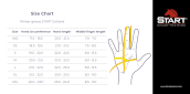 Rękawiczki jeździeckie ocieplane START Winter Gotland, czarne  tabelka rozmiarów