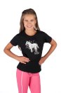 T-shirt z koniem dla dzieci Sparkle, czarny