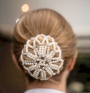 Siatka z perełkami na włosy/ koczek Pearl, biała
