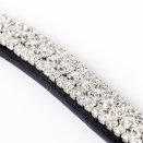 Naczółek skórzany Kavalkade Princess, czarny/białe kryształki
