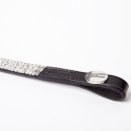 Naczółek skórzany Kavalkade Princess, czarny/białe kryształki