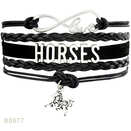 Bransoletka Love Horses regulowana, czarna